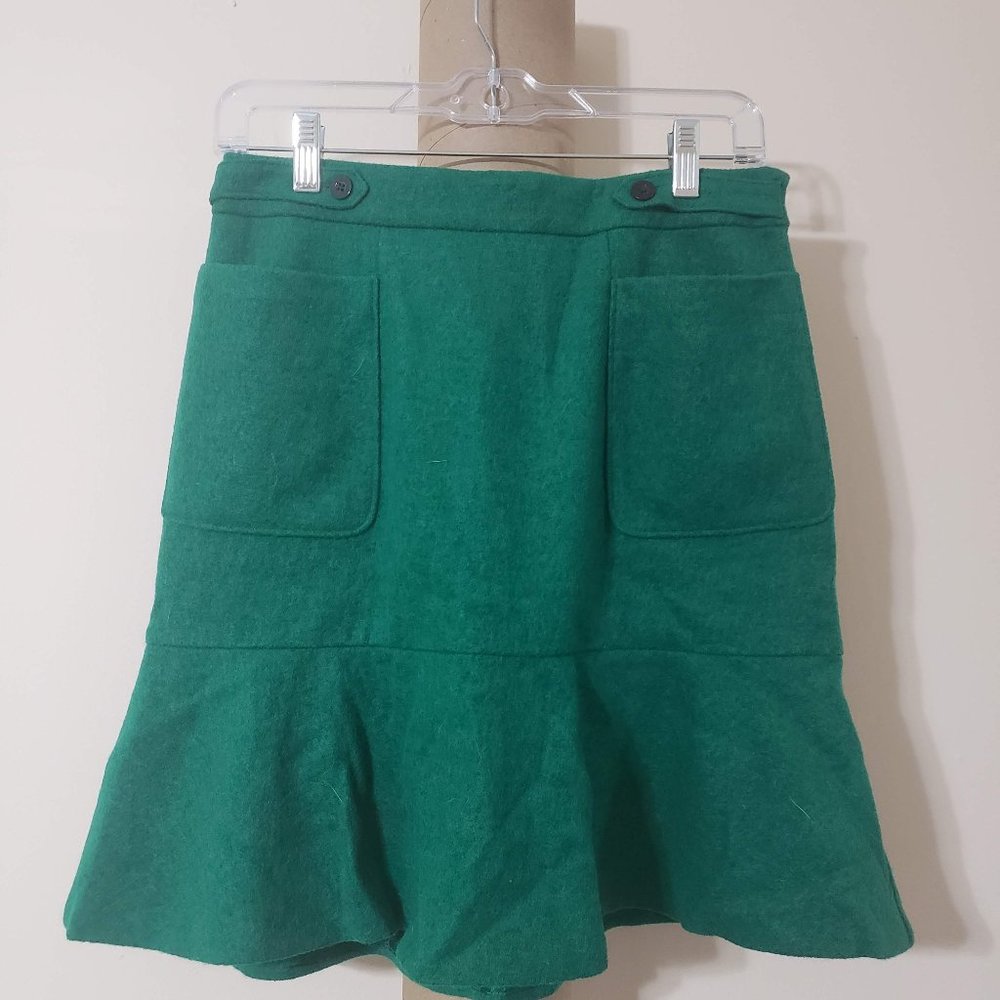 Maeve (Anthropologie) Emerald Green Flutter Skirt